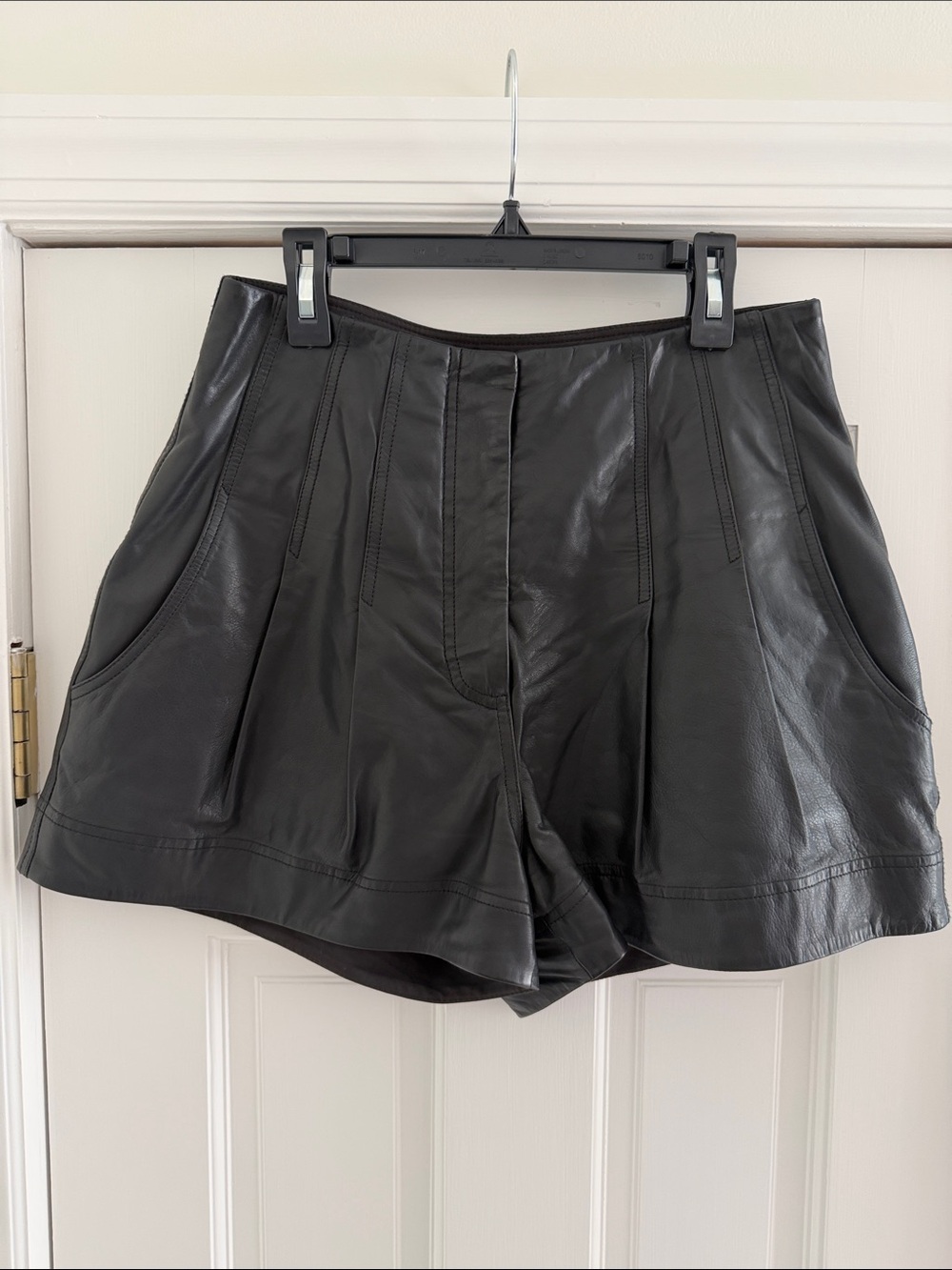 A.L.C. Black High-Waist Leather Shorts Sz 2